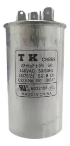 CAPACITOR DUPLO CBB65 22+6 UF 440V TK