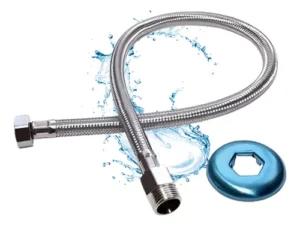 ENGATE FLEXIVEL METALICO INOX  1/2" 40CM AGUA QUENTE E FRIA AMANCO