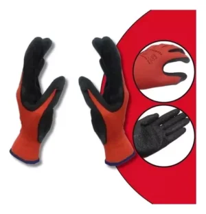 LUVA PROTEÇÃO POLIESTER LATEX CORRUGADA TAM 8 PRETA/VERMELHA WURTH