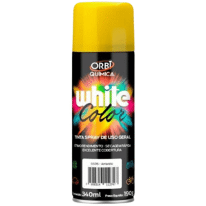 WHITE COLOR TINTA SPRAY USO GERAL COR AMARELO 340ML ORBI QUÍMICA