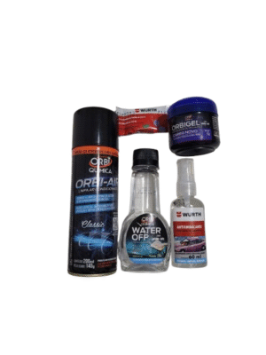 SUPER KIT -LIMPA PARABRISAS + LIMPA AR-CONDICIONADO + CRISTALIZADOR + ANTIEMBAÇANTE + ORBIGEL CARRO NOVO